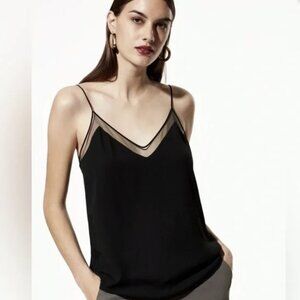 BABATON Aritzia Black Galen Mesh Trim Camisole